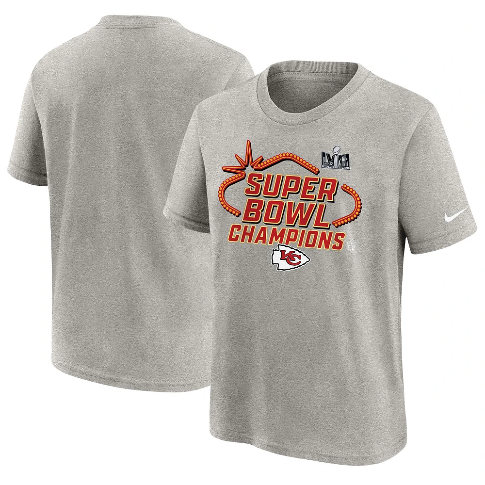 Youth Nike  Gray Kansas City Chiefs Super Bowl LVIII Champions Locker Room Trophy Collection T-Shirt