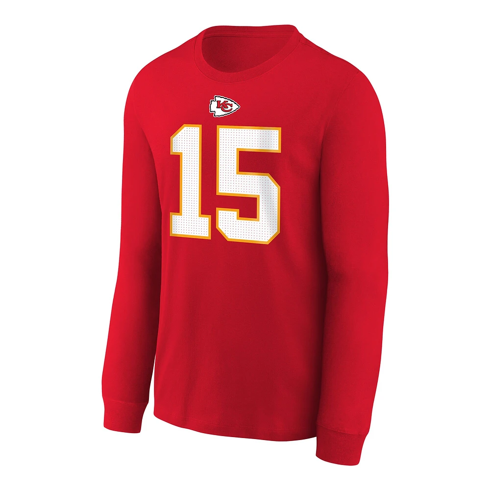 T-shirt à manches longues Nike Patrick Mahomes rouge Kansas City Chiefs avec nom et numéro du joueur