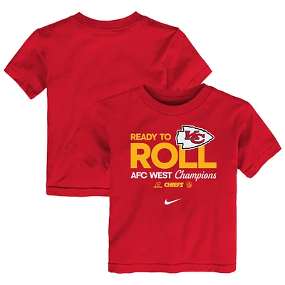 T-shirt Nike rouge pour jeunes Kansas City Chiefs 2024 AFC West Division Champions Locker Room Trophy Collection