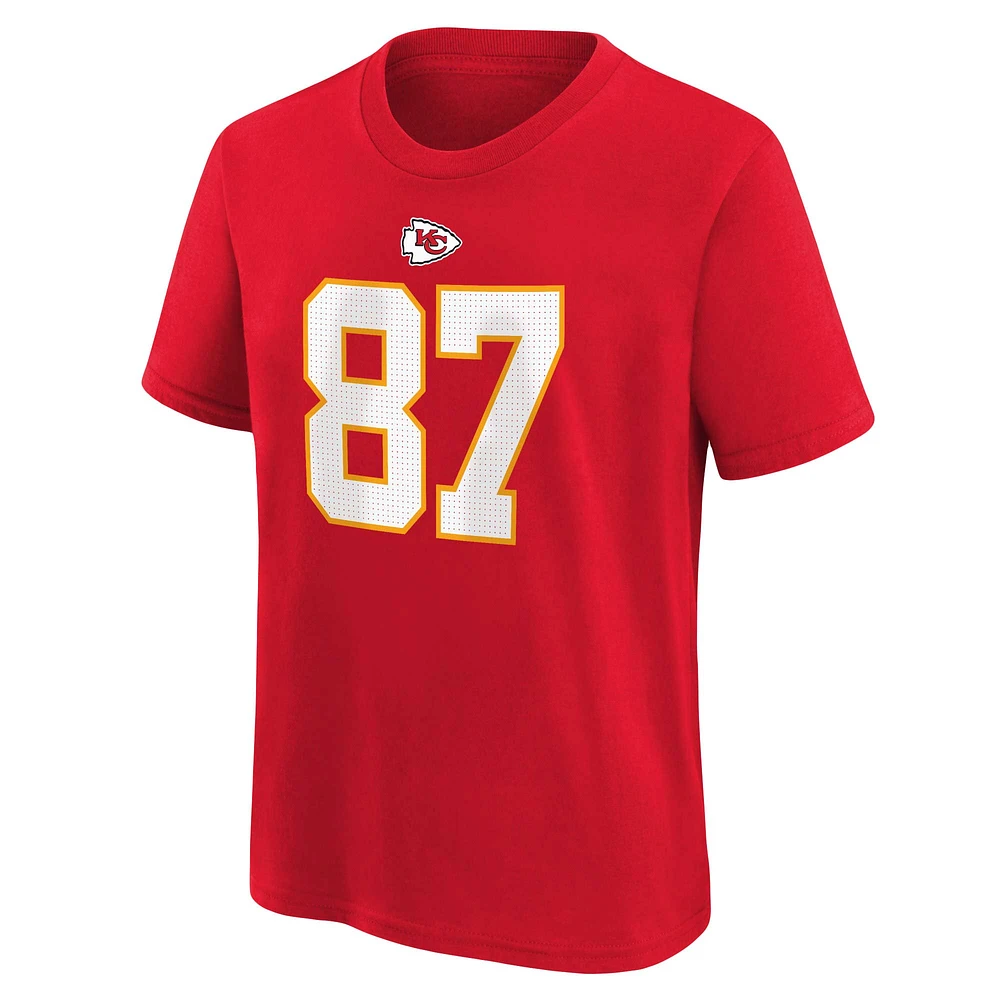 Youth Nike Travis Kelce Red Kansas City Chiefs Player Name & Number T-Shirt