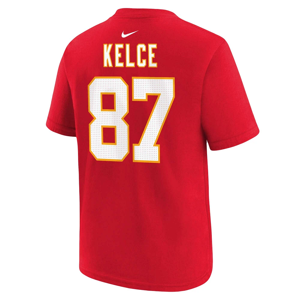 T-shirt Nike Travis Kelce pour jeune, rouge, nom et numéro du joueur des Chiefs de Kansas City