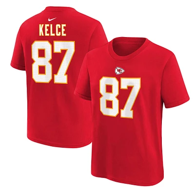 T-shirt Nike Travis Kelce pour jeune, rouge, nom et numéro du joueur des Chiefs de Kansas City