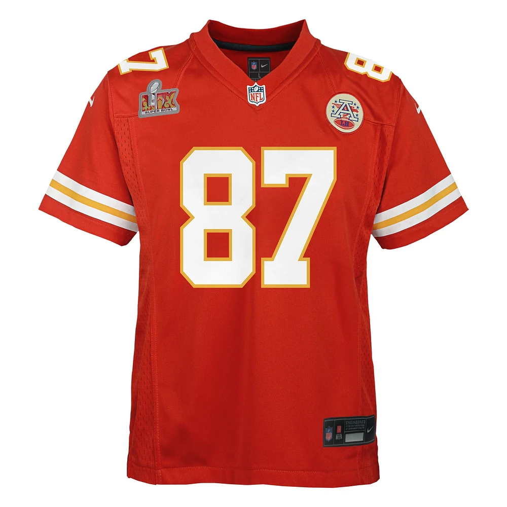 Youth Nike Travis Kelce Red Kansas City Chiefs Super Bowl LIX Game Player Jersey