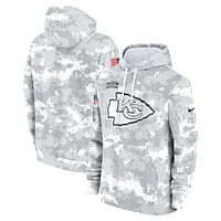 Sweat à capuche Nike Salute To Service 2024 Kansas City Chiefs blanc/gris pour jeune