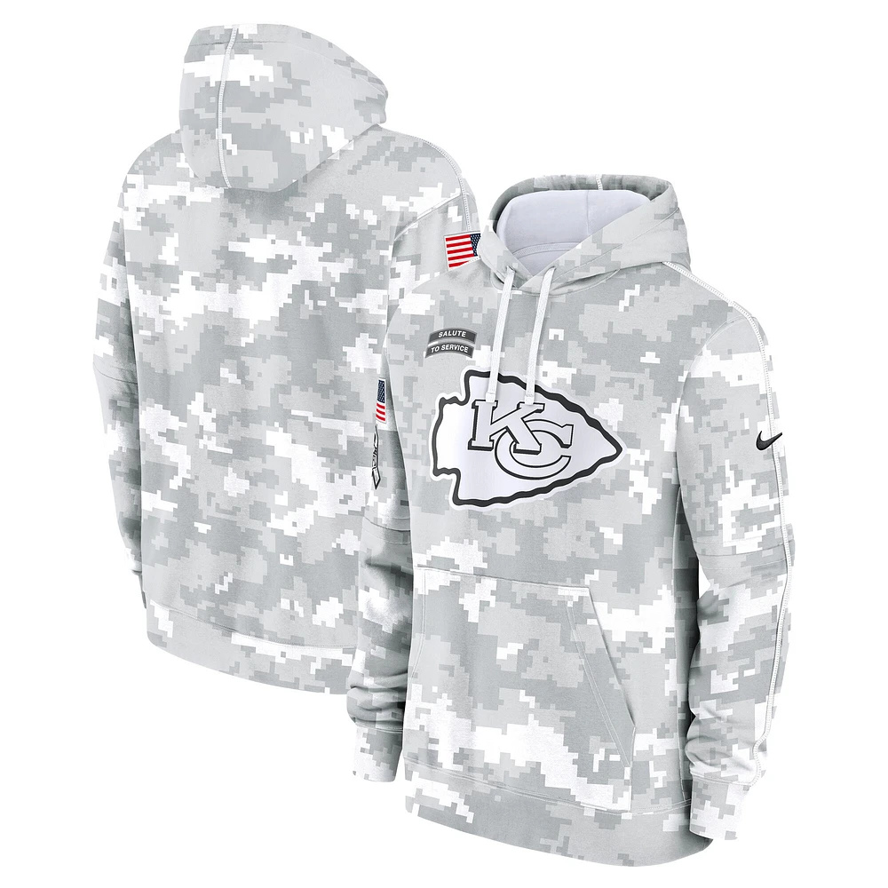 Sweat à capuche Nike Salute To Service 2024 Kansas City Chiefs blanc/gris pour jeune