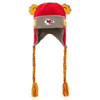 Bonnet en tricot rouge pour jeunes Kansas City Chiefs avec oreilles de soldat et inscription Wordmark