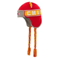 Bonnet en tricot rouge pour jeunes Kansas City Chiefs avec oreilles de soldat et inscription Wordmark