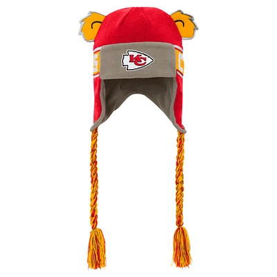 Bonnet en tricot rouge pour jeunes Kansas City Chiefs avec oreilles de soldat et inscription Wordmark