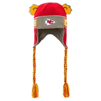 Bonnet en tricot rouge pour jeunes Kansas City Chiefs avec oreilles de soldat et inscription Wordmark