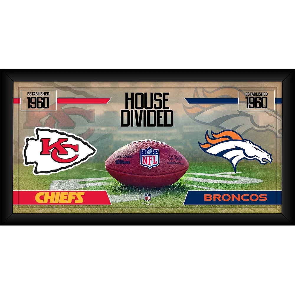 Kansas City Chiefs vs. Denver Broncos Framed 10" x 20" House Divided Football Collage