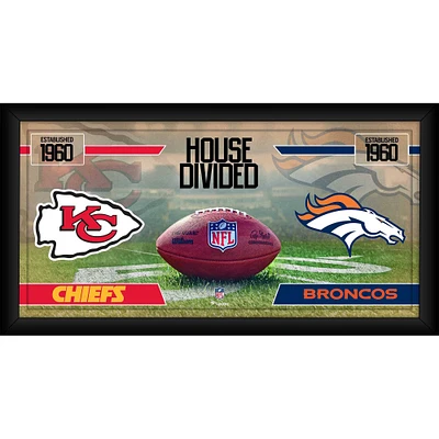Kansas City Chiefs vs. Denver Broncos Framed 10" x 20" House Divided Football Collage