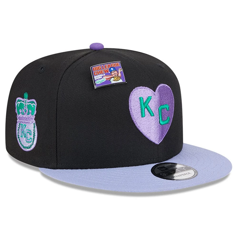 Men's New Era Black/Purple Kansas City Monarchs Grape Big League Chew Flavor Pack 9FIFTY Snapback Hat