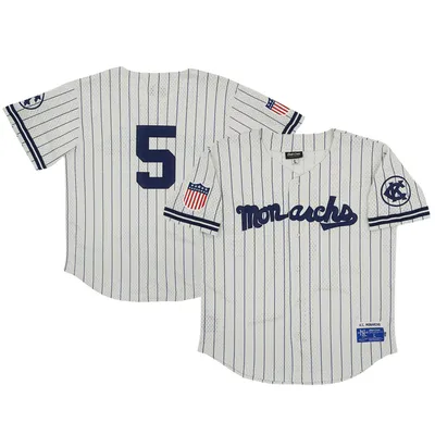 #5 Kansas City Monarchs Rings & Crwns Mesh Button-Down Replica Jersey - Cream