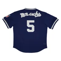 Men's Rings & Crwns #5 Navy Kansas City Monarchs Mesh Replica V-Neck Jersey