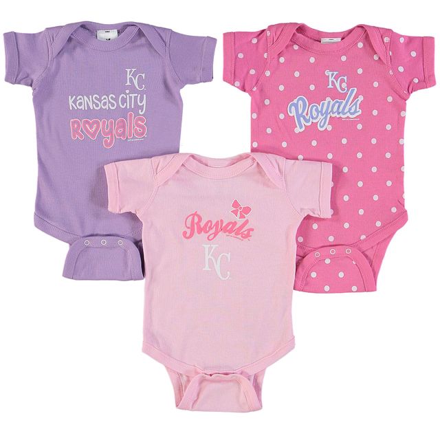 Ensemble de 3 bodys Rookie pour bébé Soft as a Grape rose/violet Kansas City Royals filles