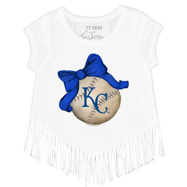 Women's Tiny Turnip Royal Kansas City Royals Baseball Bow T-Shirt Size: Extra Small