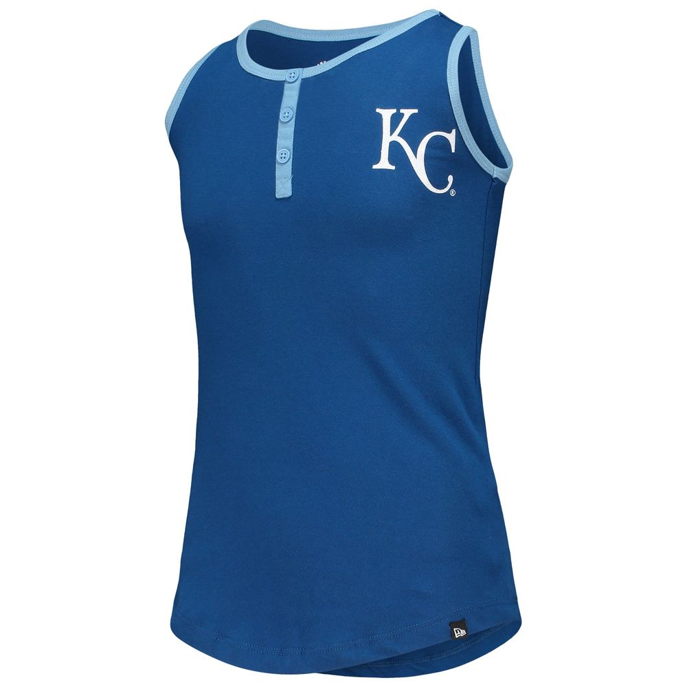 Girls Youth New Era Royal Kansas City Royals Henley Tank Top