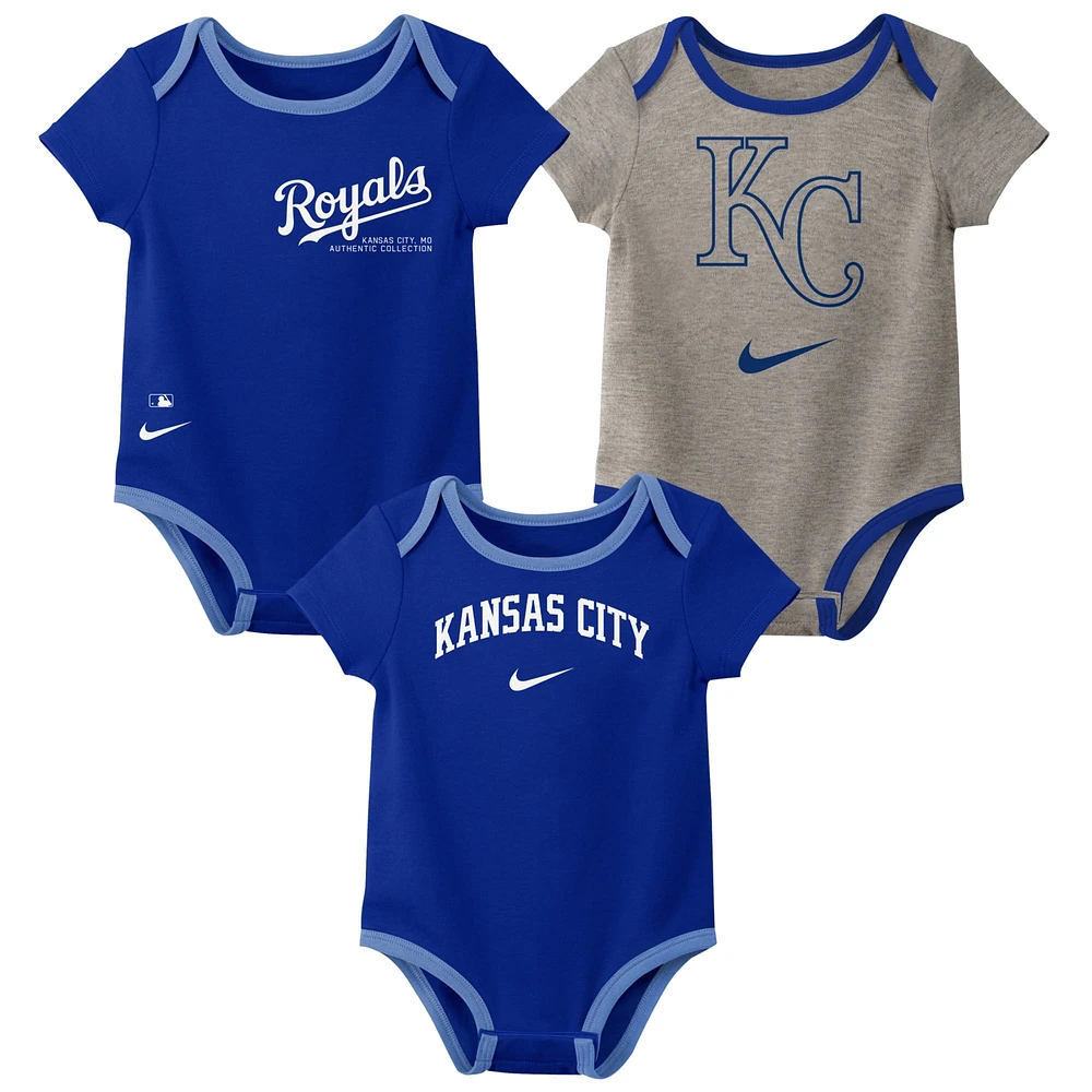 Ensemble de trois bodys Nike Kansas City Royals Authentic Collection pour bébé