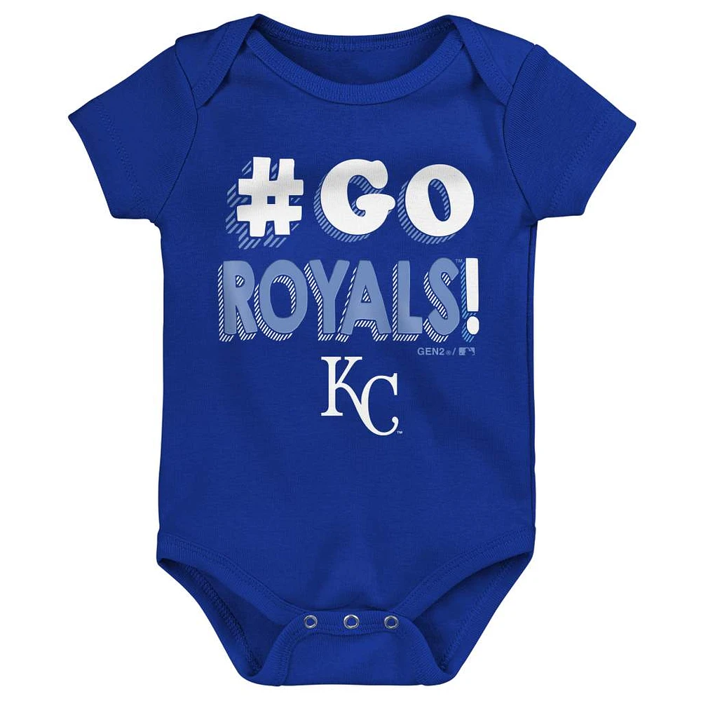 Infant Royal/Light Blue/Gray Kansas City Royals Born To Win 3-Pack Bodysuit Set