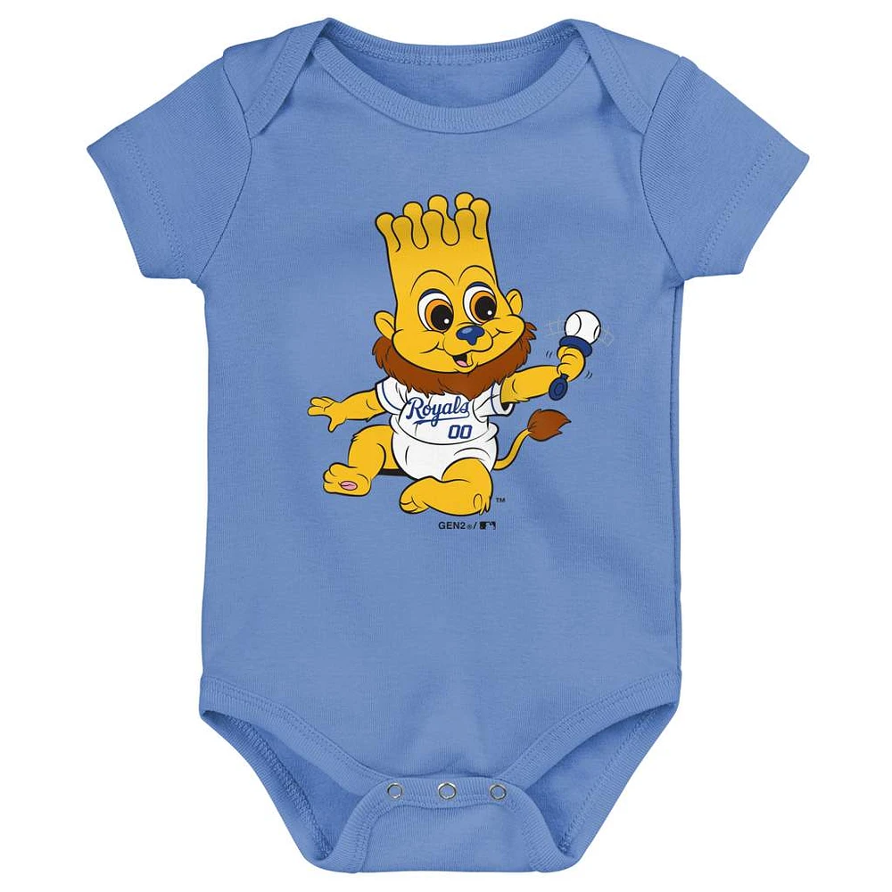 Infant Royal/Light Blue/Gray Kansas City Royals Born To Win 3-Pack Bodysuit Set