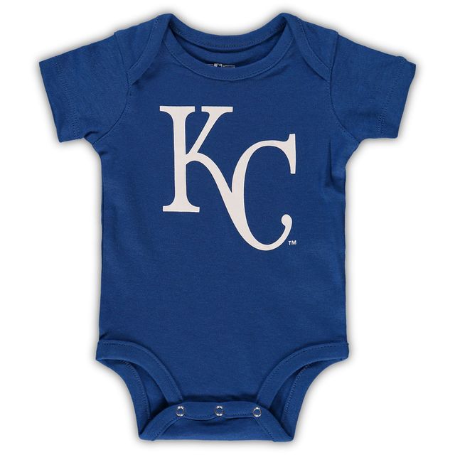 Ensemble de 3 bodys rechange pour bébé, bleu roi/bleu clair/gris chiné Kansas City Royals