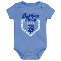 Ensemble de 3 bodys pour bébé, bleu royal/bleu clair/rose, Kansas City Royals Baseball