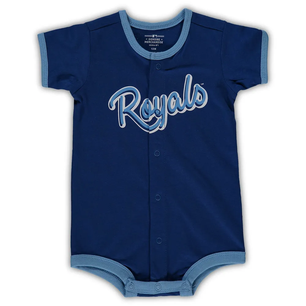 Toronto Blue Jays Newborn & Infant Little Slugger Striped Romper -  White/Royal