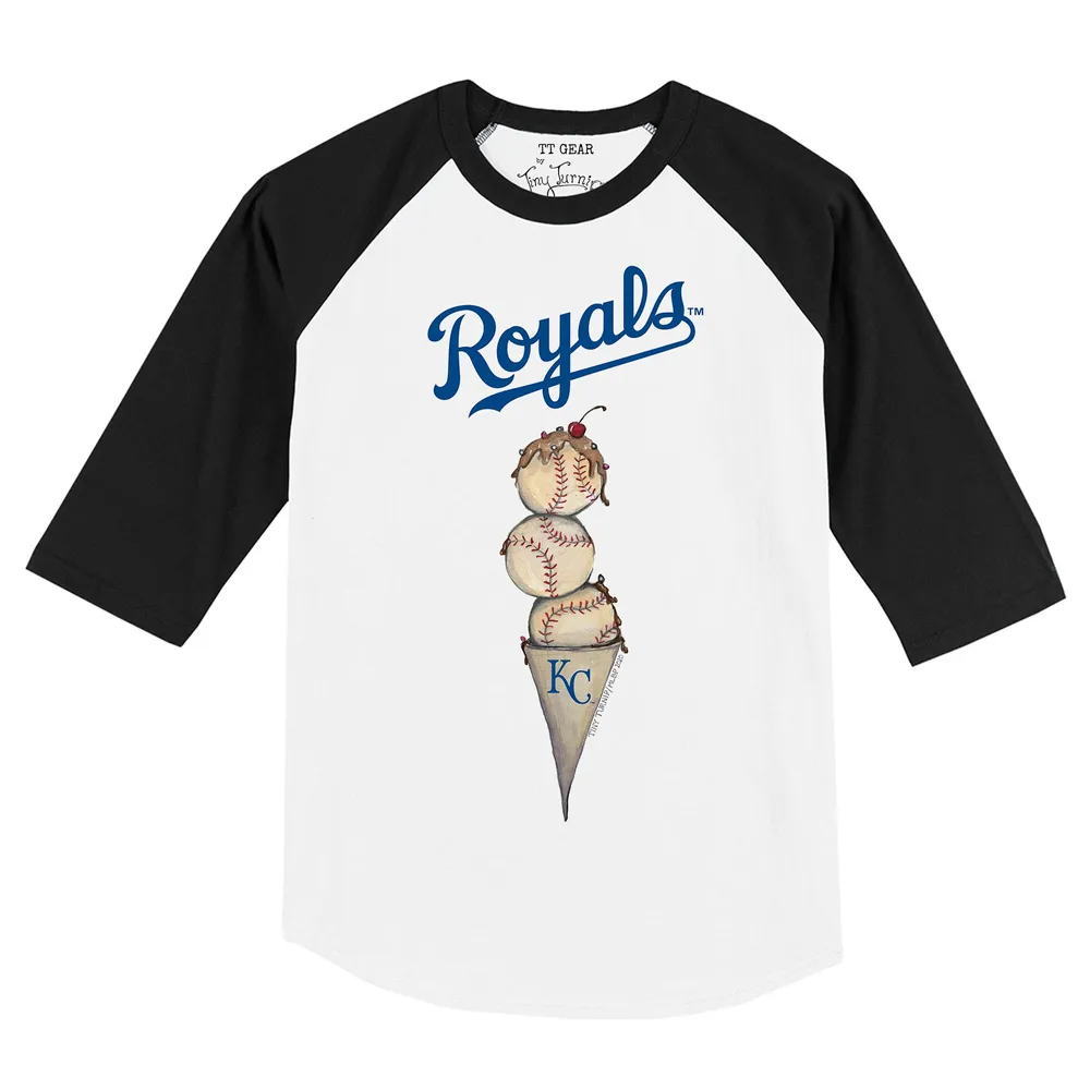 Kansas City Royals Tiny Turnip Unisex Triple Scoop 3/4-Sleeve Raglan T-Shirt  - White/Royal