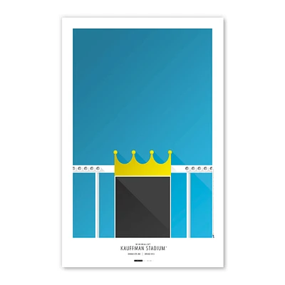 Kansas City Royals Kauffman Stadium Affiche de stade minimaliste 11'' x 17 '' Impression artistique