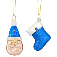 Kansas City Royals Two-Pack Santa & Stocking Blown Glass Ornament Set