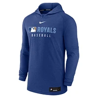 Men's Nike  Heather Royal Kansas City Royals Authentic Collection Tri-Blend Performance Pullover Hoodie