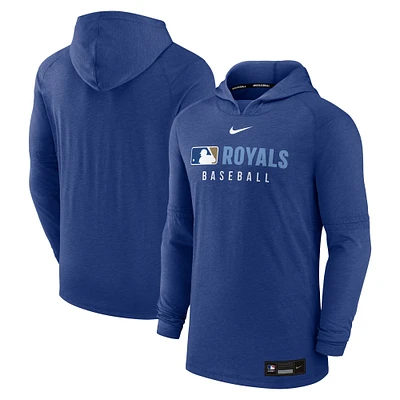 Men's Nike  Heather Royal Kansas City Royals Authentic Collection Tri-Blend Performance Pullover Hoodie