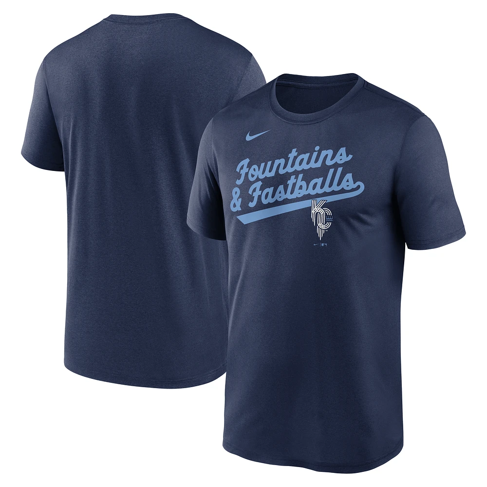 Men's Nike  Navy Kansas City Royals 2025 Connect Team Phrase Script Legend Performance T-Shirt