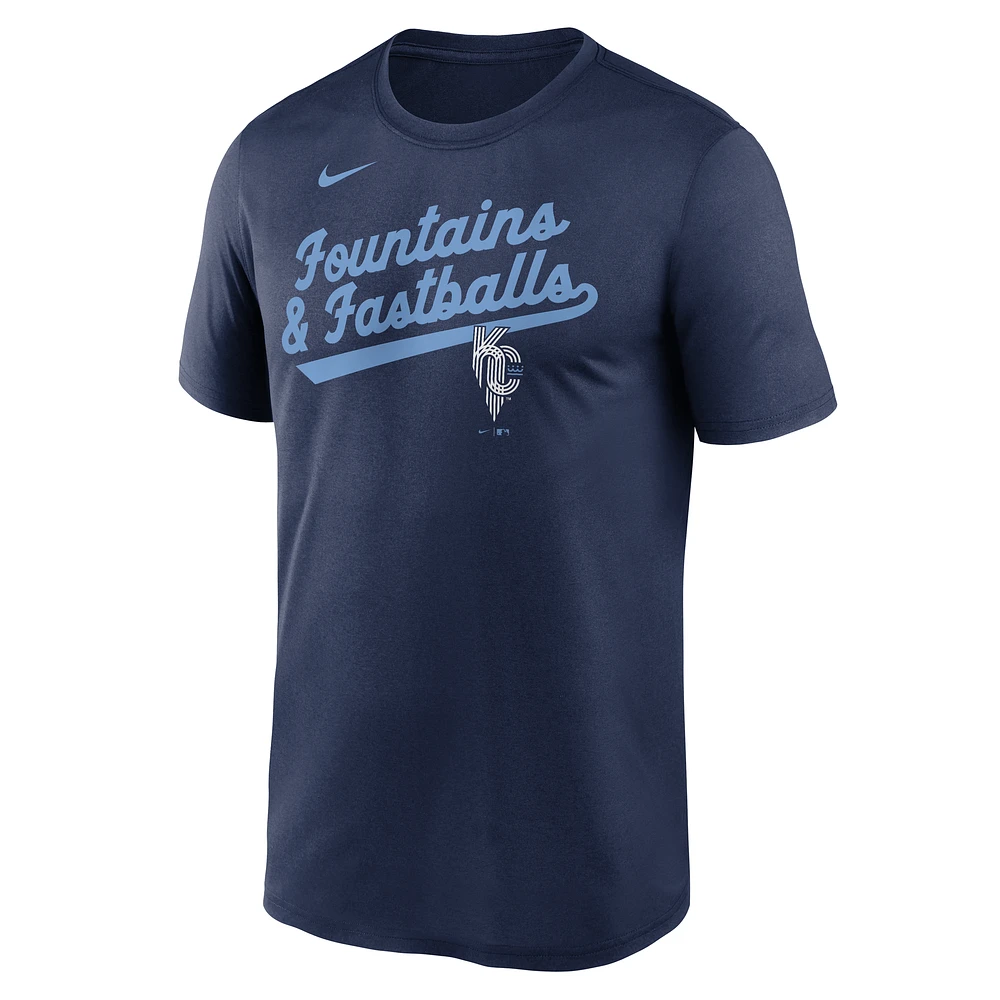 Men's Nike  Navy Kansas City Royals 2025 Connect Team Phrase Script Legend Performance T-Shirt
