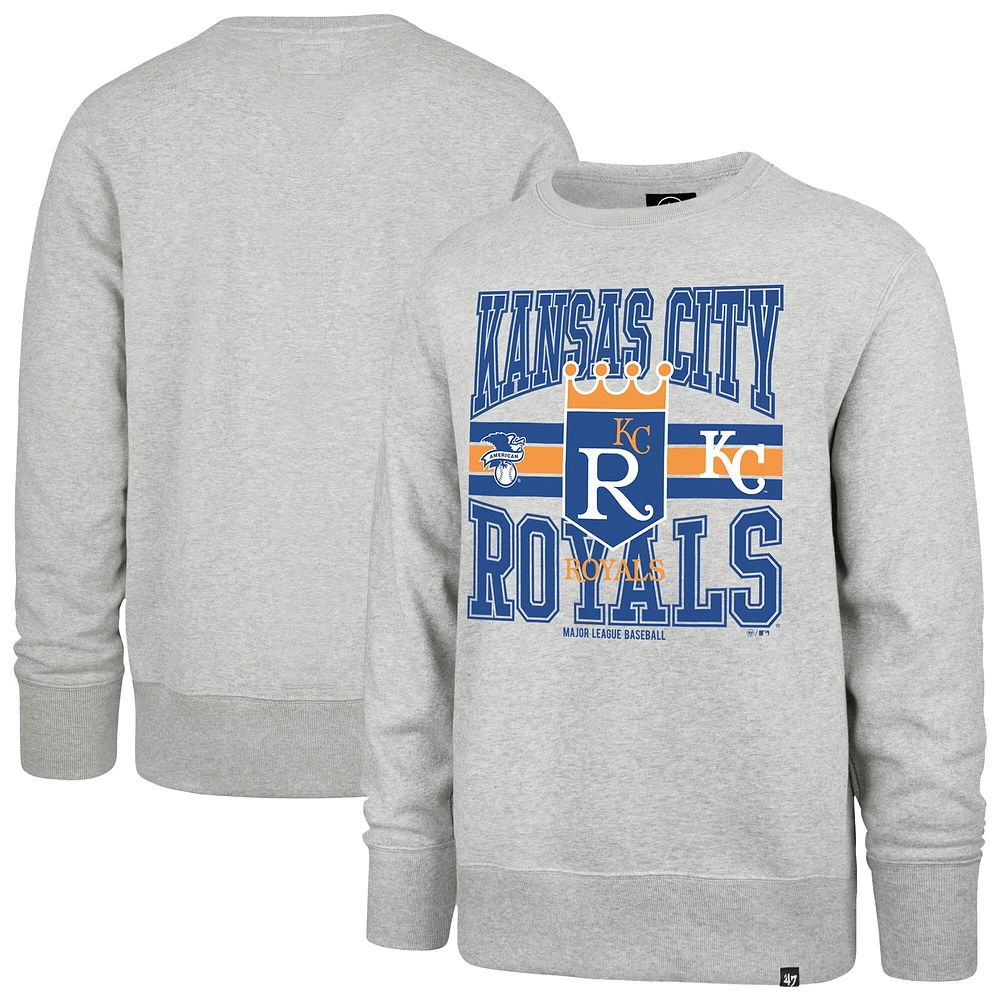 Men's '47  Gray Kansas City Royals Letters Headline Pullover Sweatshirt
