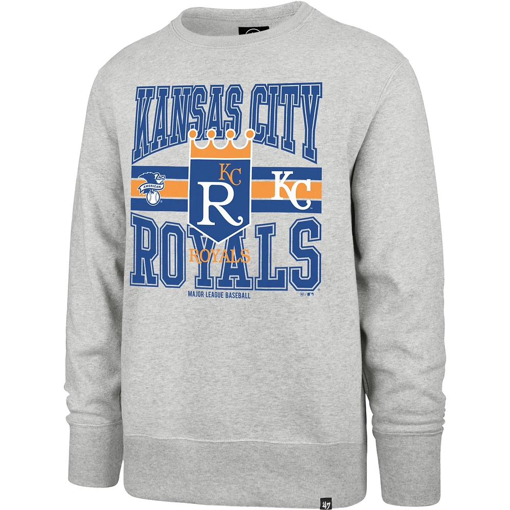 Men's '47  Gray Kansas City Royals Letters Headline Pullover Sweatshirt