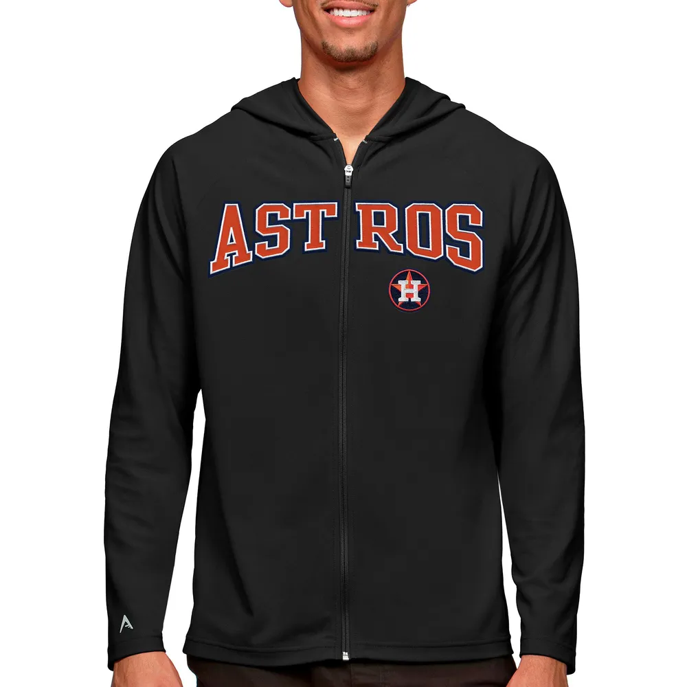 Men's Antigua Heathered Gray Houston Astros Victory Pullover Hoodie