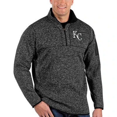 Veste à enfiler glissière quart de tour Fortune Big & Tall Antigua Heather Black pour homme des Royals Kansas City