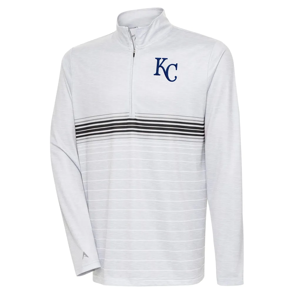 Men's Antigua Heathered Black Kansas City Royals Reward Crewneck Pullover Sweatshirt Size: Small