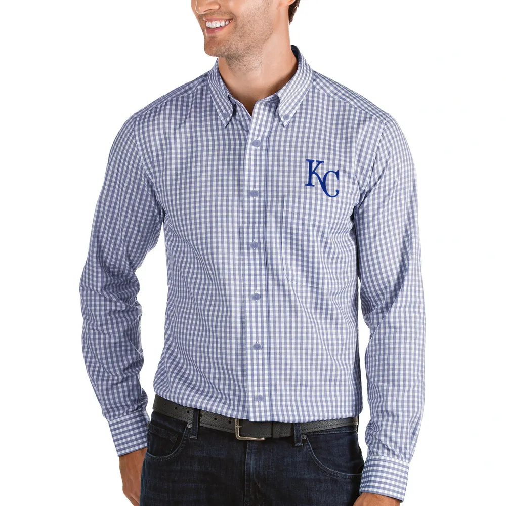 Lids Kansas City Royals Antigua Ease Flannel Button-Up Long Sleeve Shirt -  Royal/White