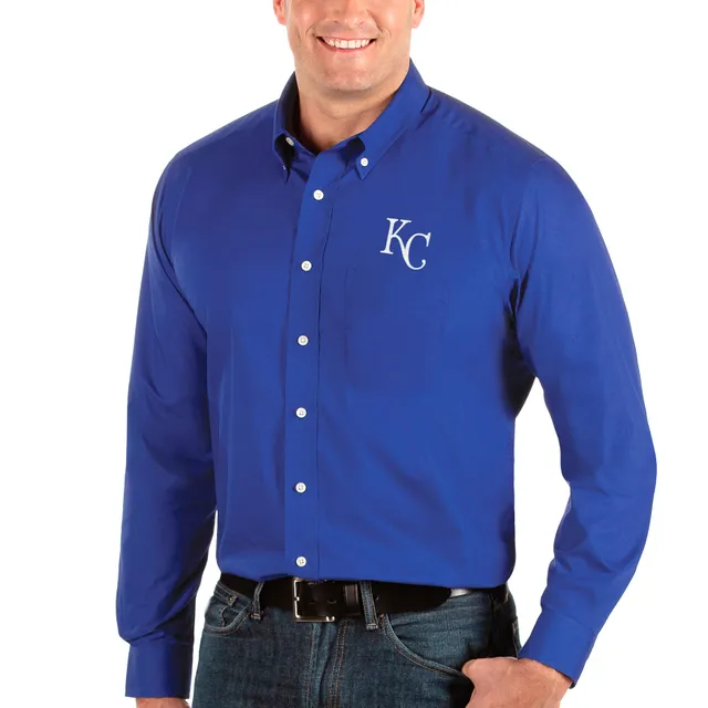 Lids Kansas City Royals Antigua Ease Flannel Button-Up Long Sleeve Shirt -  Royal/White