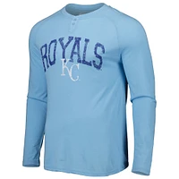 Concepts Sport - T-shirt Henley à manches longues raglan Inertia Kansas City Royals pour homme, bleu clair