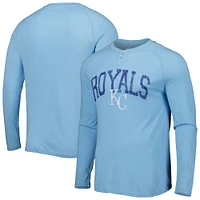 Concepts Sport - T-shirt Henley à manches longues raglan Inertia Kansas City Royals pour homme, bleu clair