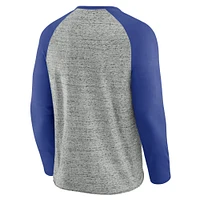 Men's Darius Rucker Collection by Fanatics  Heather Gray Kansas City Royals Raw Edge Raglan Long Sleeve Baseball T-Shirt
