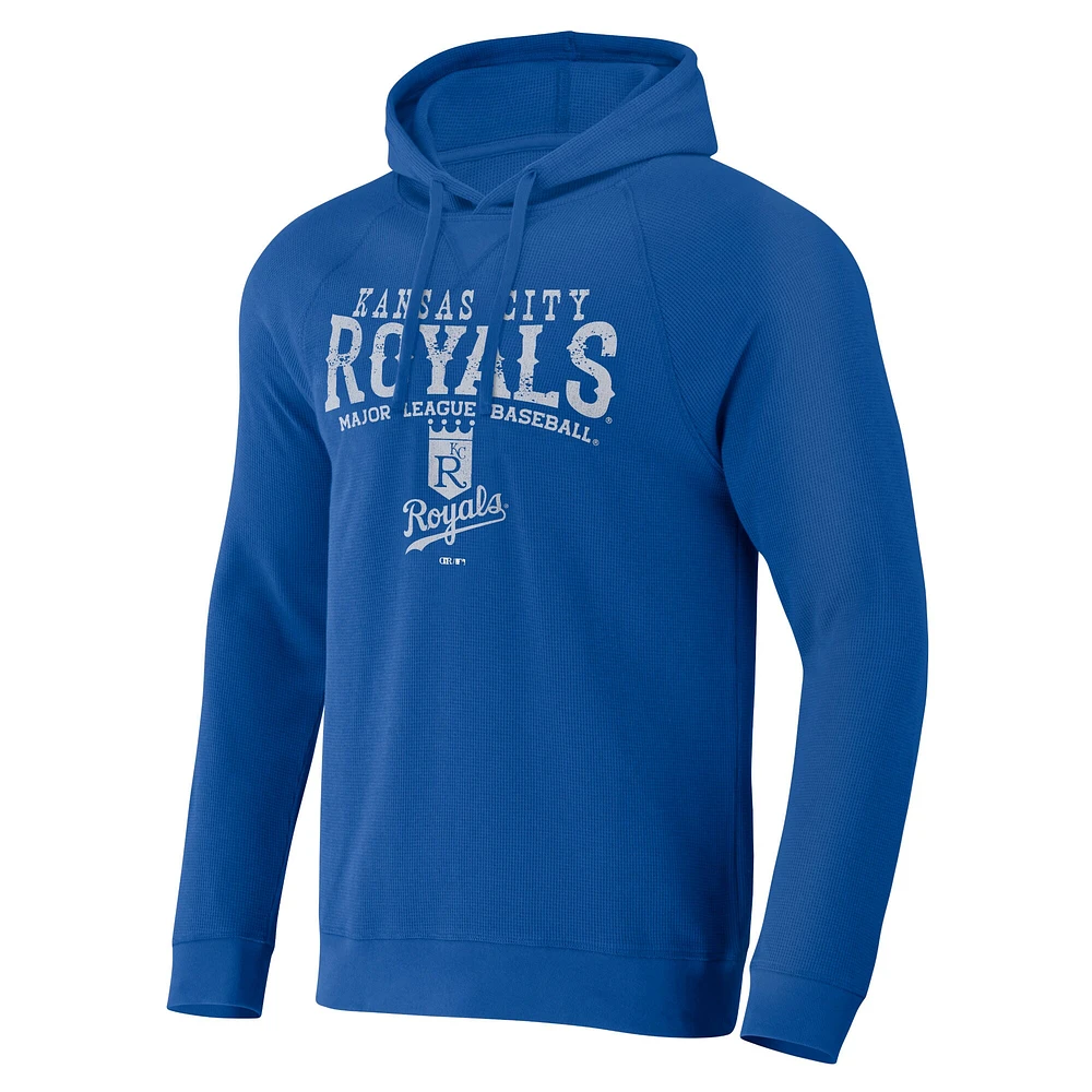 Men's Darius Rucker Collection by Fanatics  Royal Kansas City Royals Waffle-Knit Raglan Pullover Hoodie