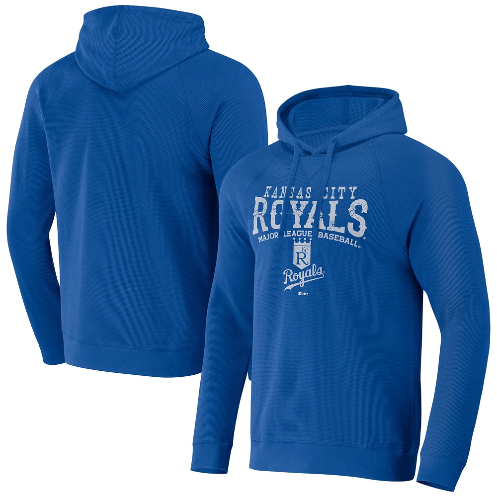 Men's Darius Rucker Collection by Fanatics  Royal Kansas City Royals Waffle-Knit Raglan Pullover Hoodie