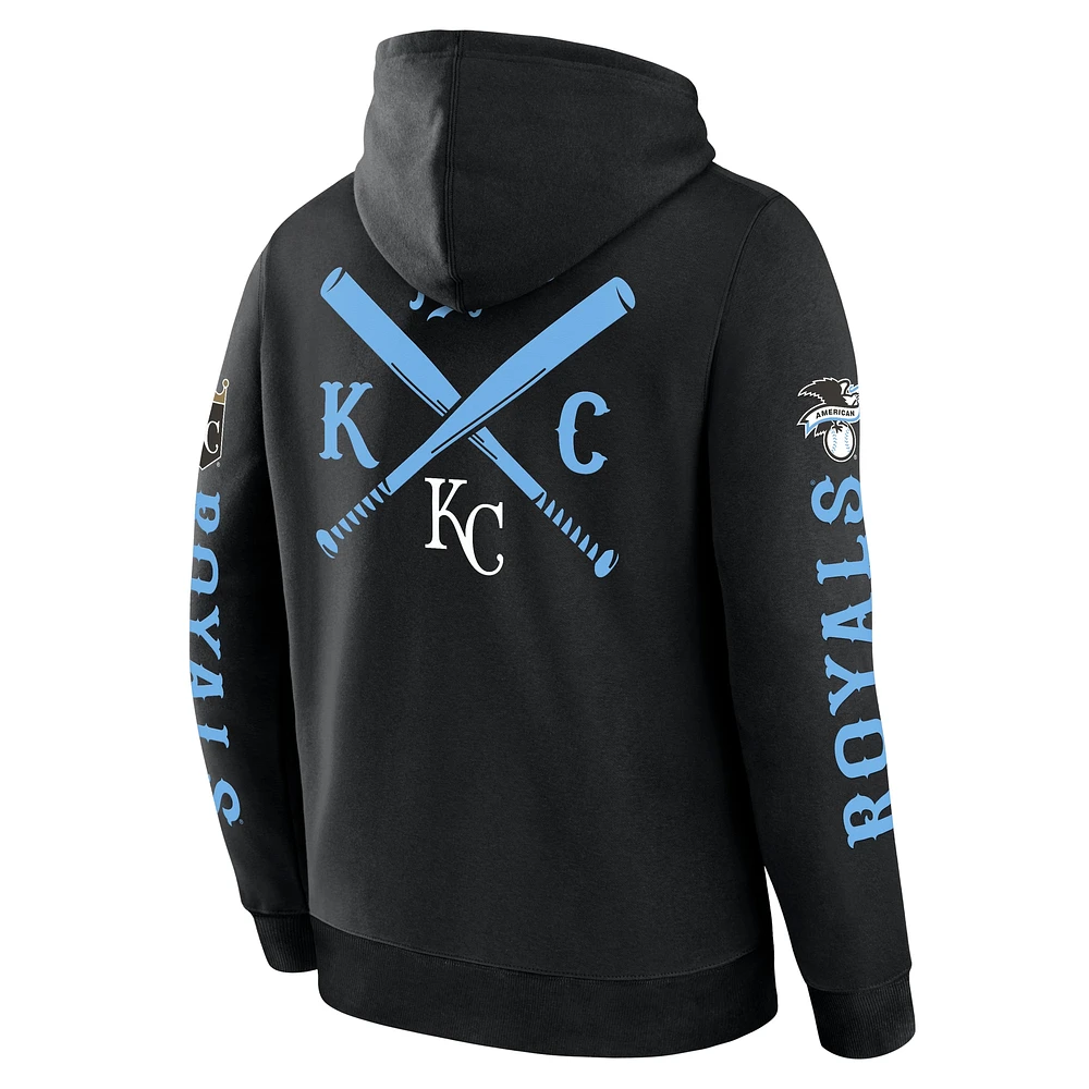 Men's Fanatics  Black Kansas City Royals Big Legacy Fleece Pullover Hoodie