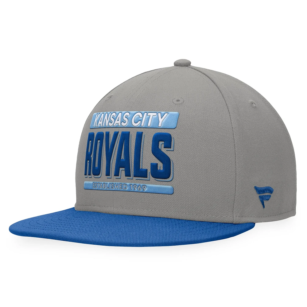 Men's Fanatics Gray/Royal Kansas City Royals Line Drive Two-Tone Snapback Hat