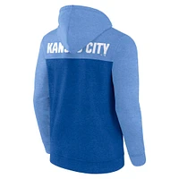 Men's Fanatics Heathered Royal/Heathered Light Blue Kansas City Royals Blown Away Full-Zip Hoodie