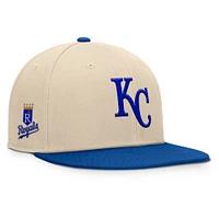 Men's Fanatics Natural/Royal Kansas City Royals Cooperstown Collection Bounder Snapback Hat